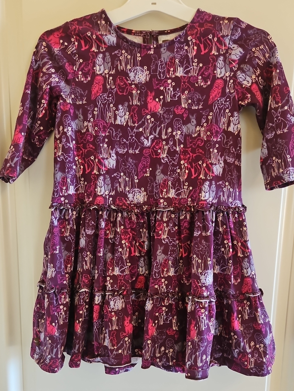 Tea Collection Purple and Pink Tiered Long-Sleeve Dress